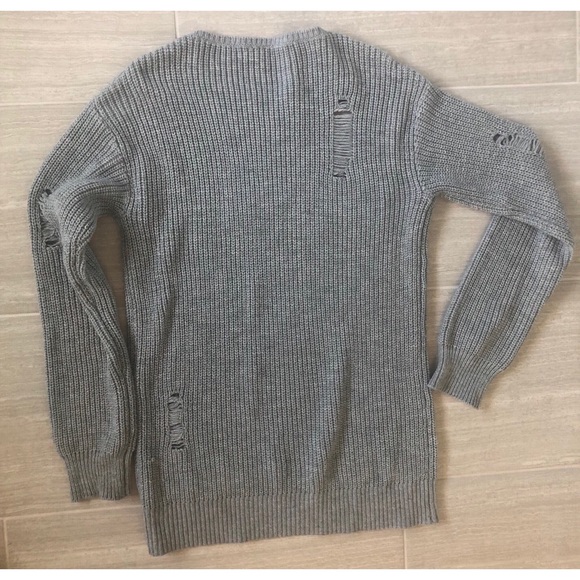Grey Distressed Sweater Dress NWOT - Picture 6 of 6